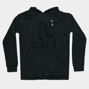 Stilisierte Katze mit Libelle Hoodie